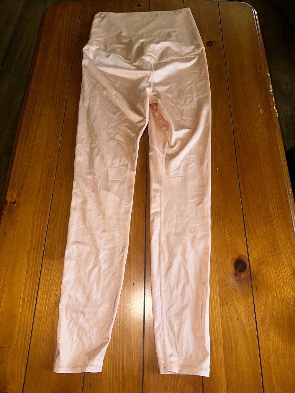 Fabletics Light Pink High-Waist Leggings- Maternity M- Metallic Shine